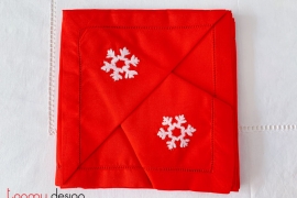 Christmas napkin set - Snowflake embroidery
